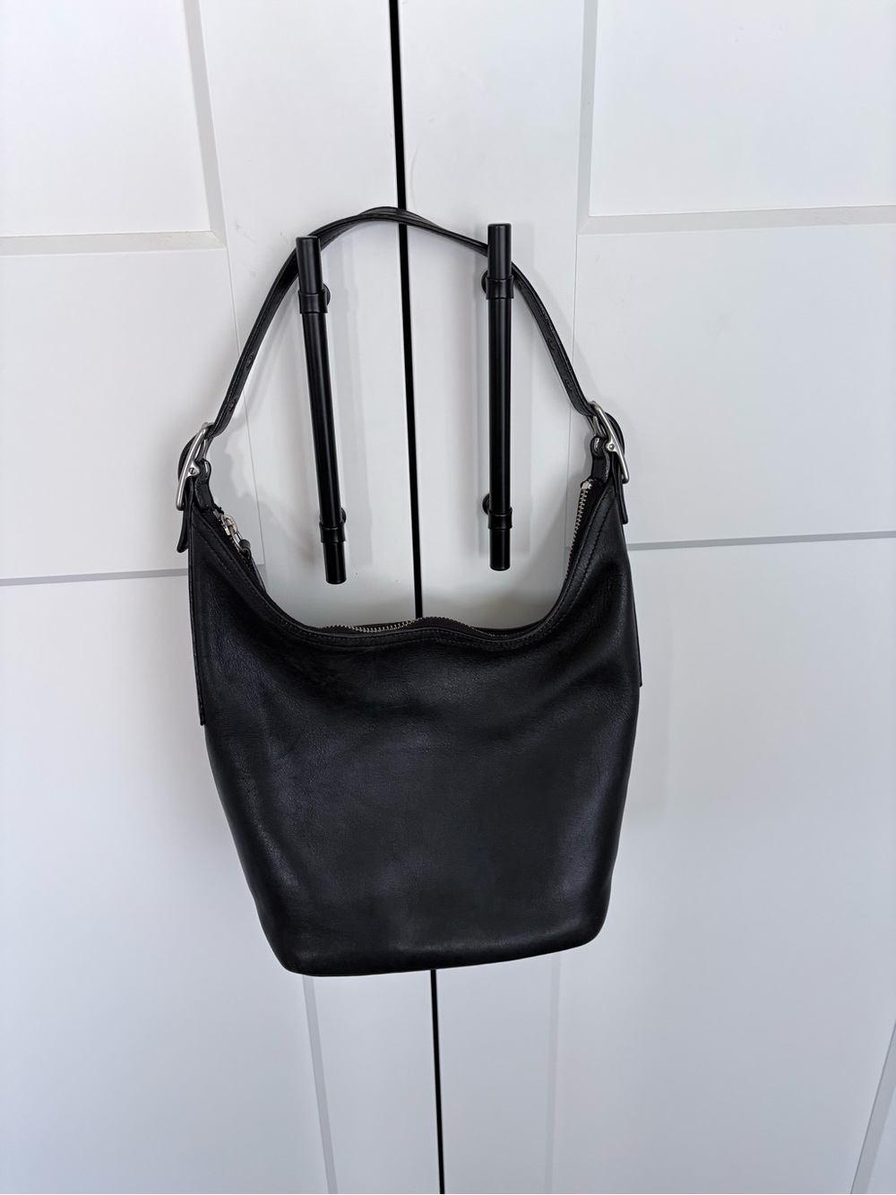 Vintage Coach Black Leather Shoulder Hobo Bag